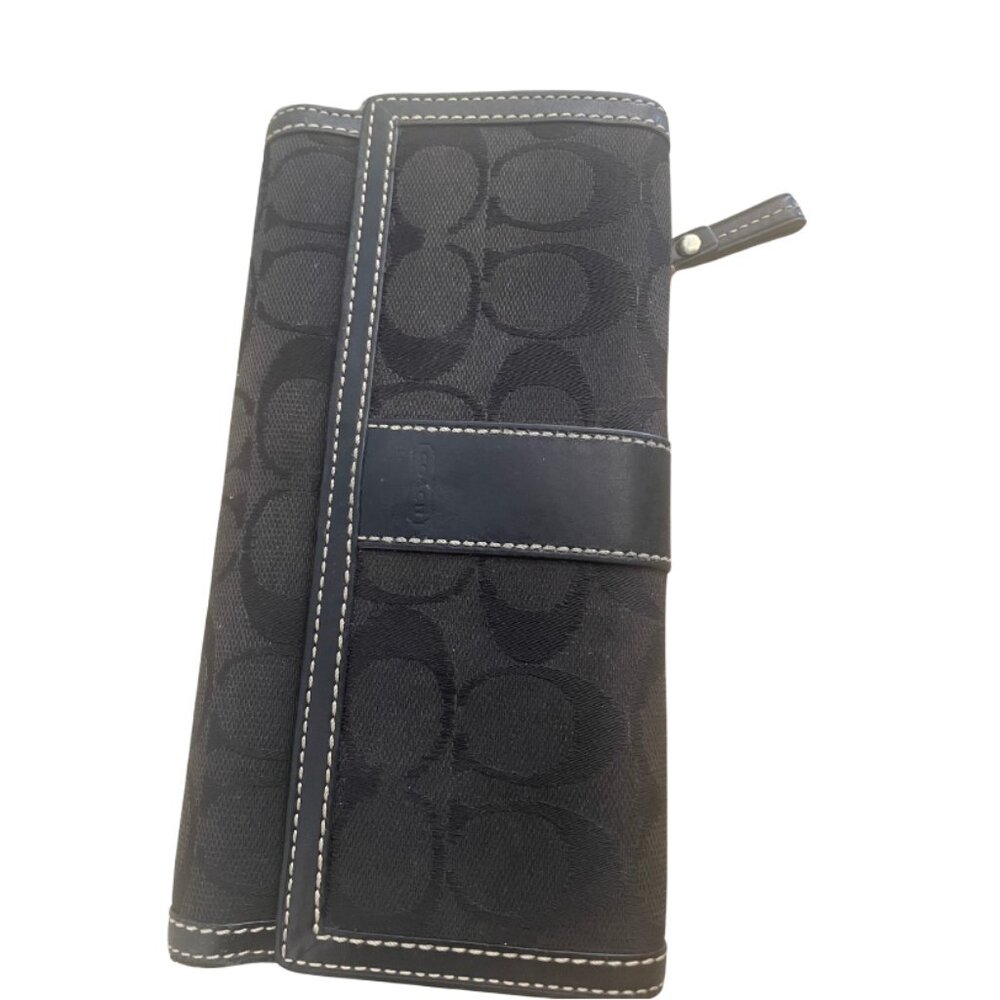 COACH Signature Tri-fold wallet in black, excellent condition